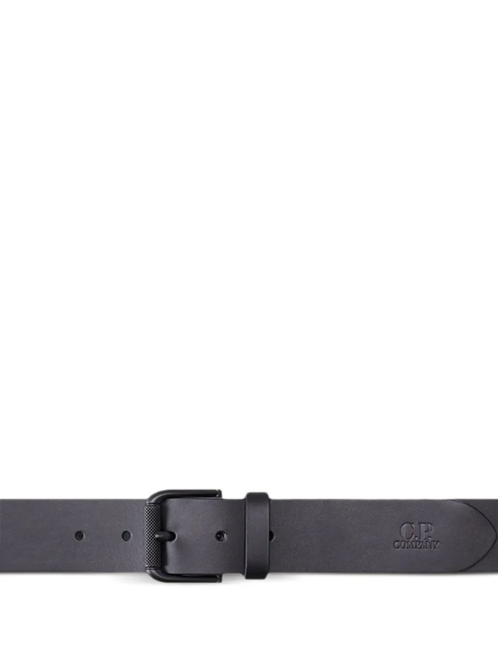 C.P. Company Leren riem met logo-reliëf Zwart