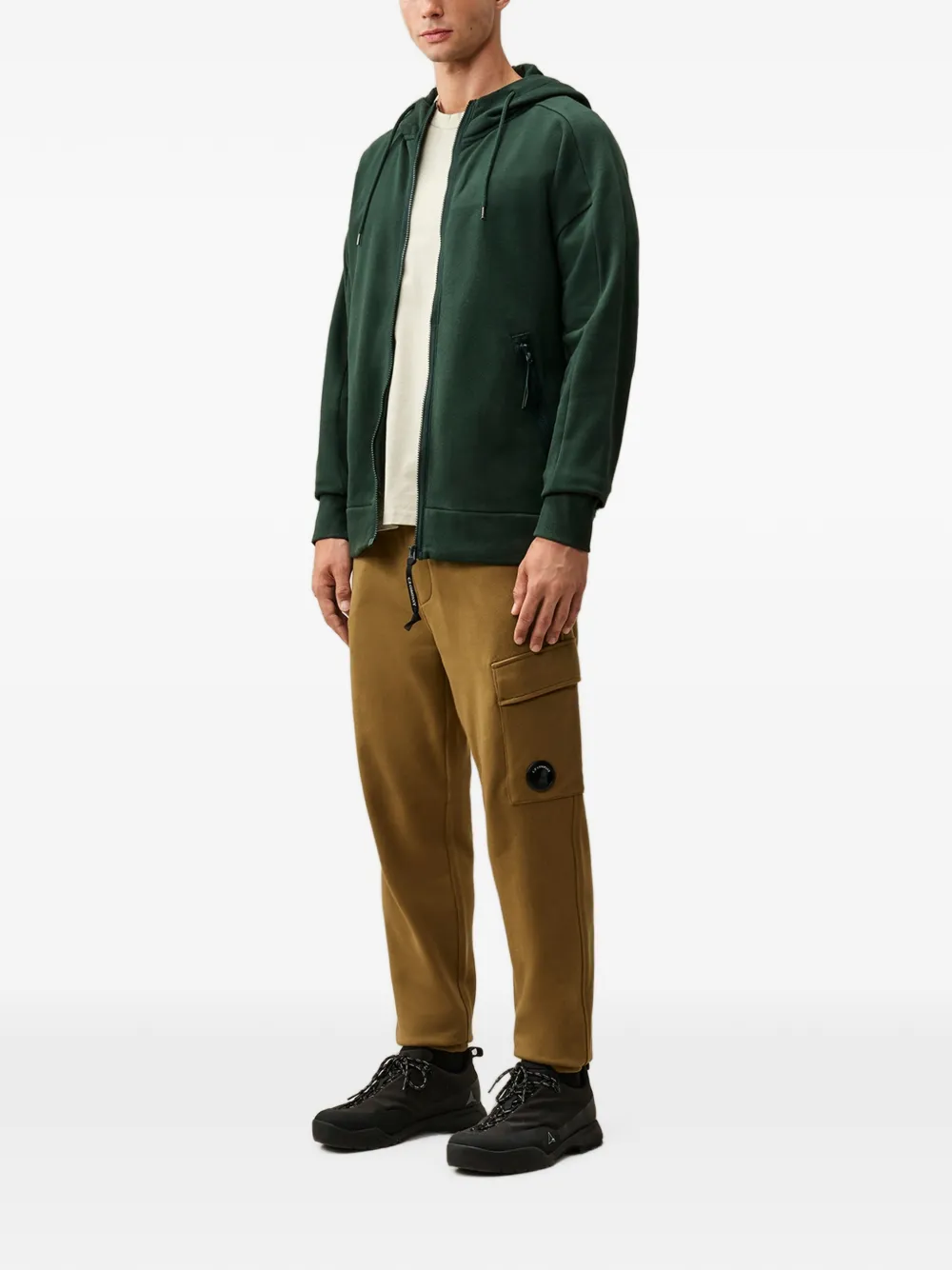 C.P. Company Goggle fleece sweater met rits Groen