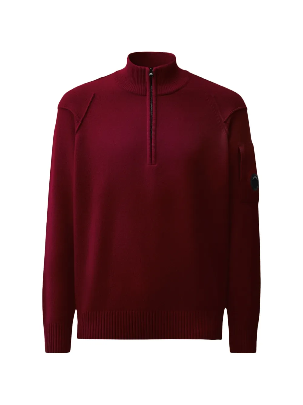 C.P. Company quarter-zip Lens-detail sweater - Rosso
