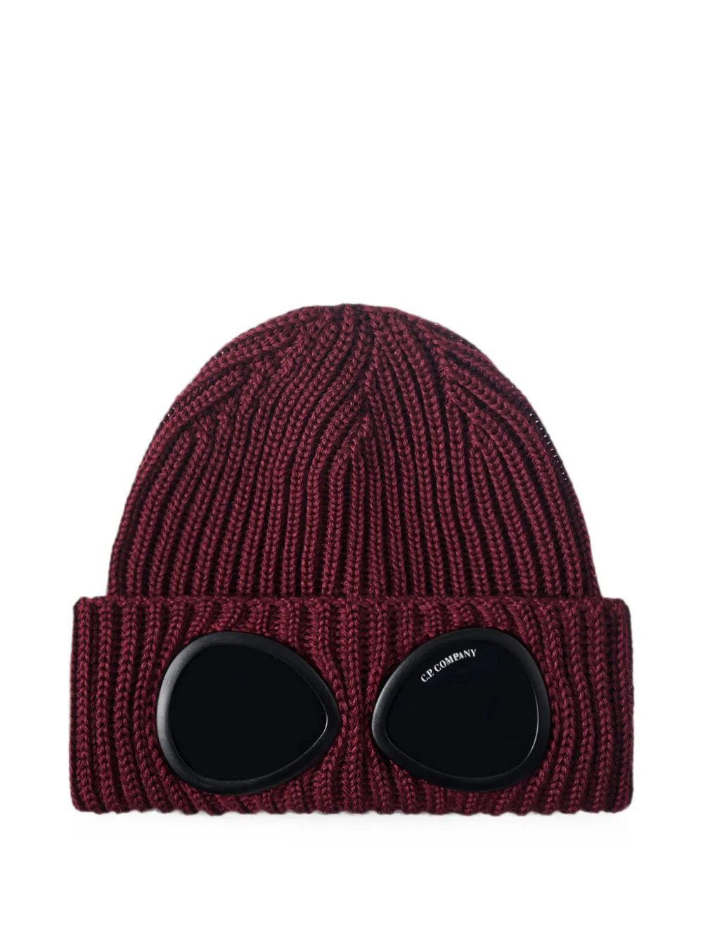 C.P. Company Goggle ribbed-knit beanie hat - Rosso