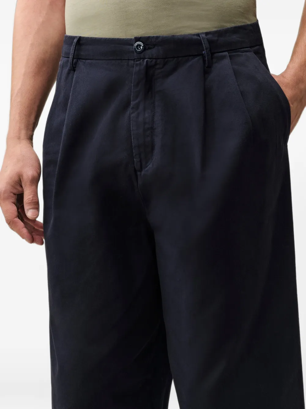 C.P. Company cotton gabardine boxy pleats pants Blauw