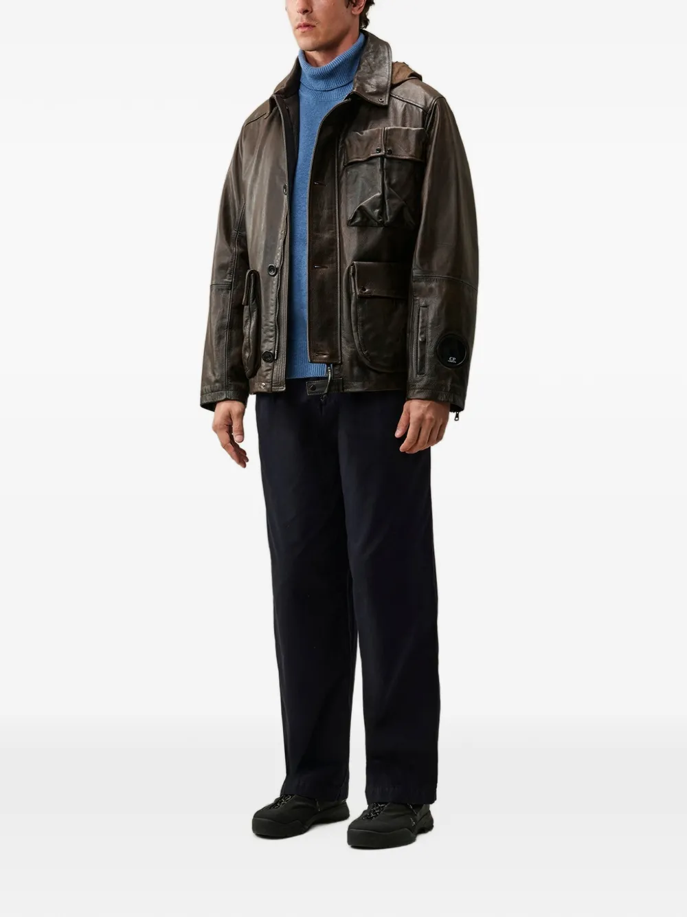 C.P. Company cotton gabardine boxy pleats pants Blauw