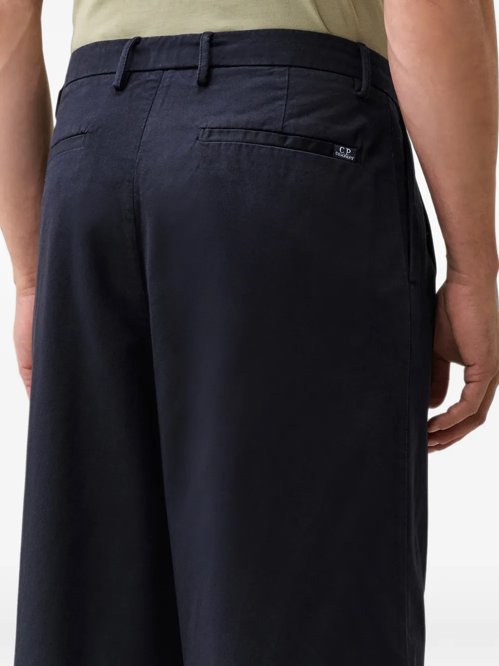 C.P. Company cotton gabardine boxy pleats pants Blauw