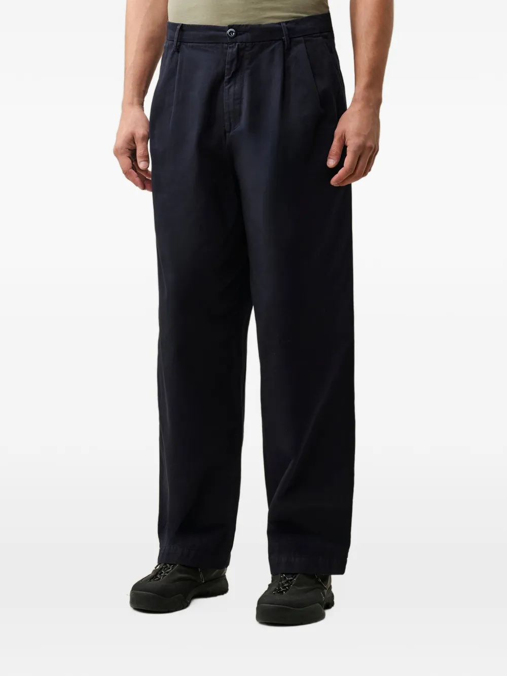 C.P. Company cotton gabardine boxy pleats pants Blauw