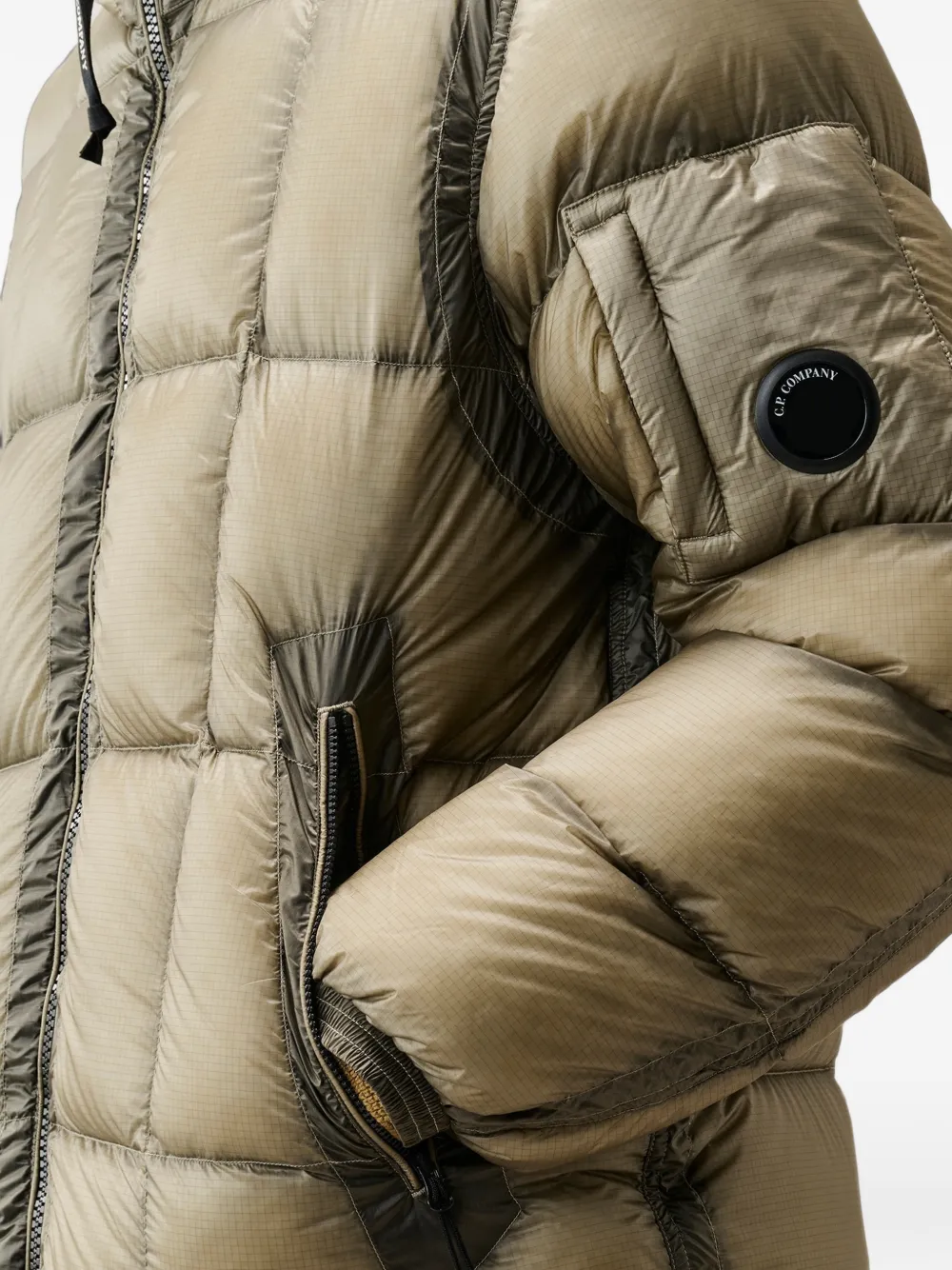 C.P. Company D.D. shell Lens hooded down jacket Groen