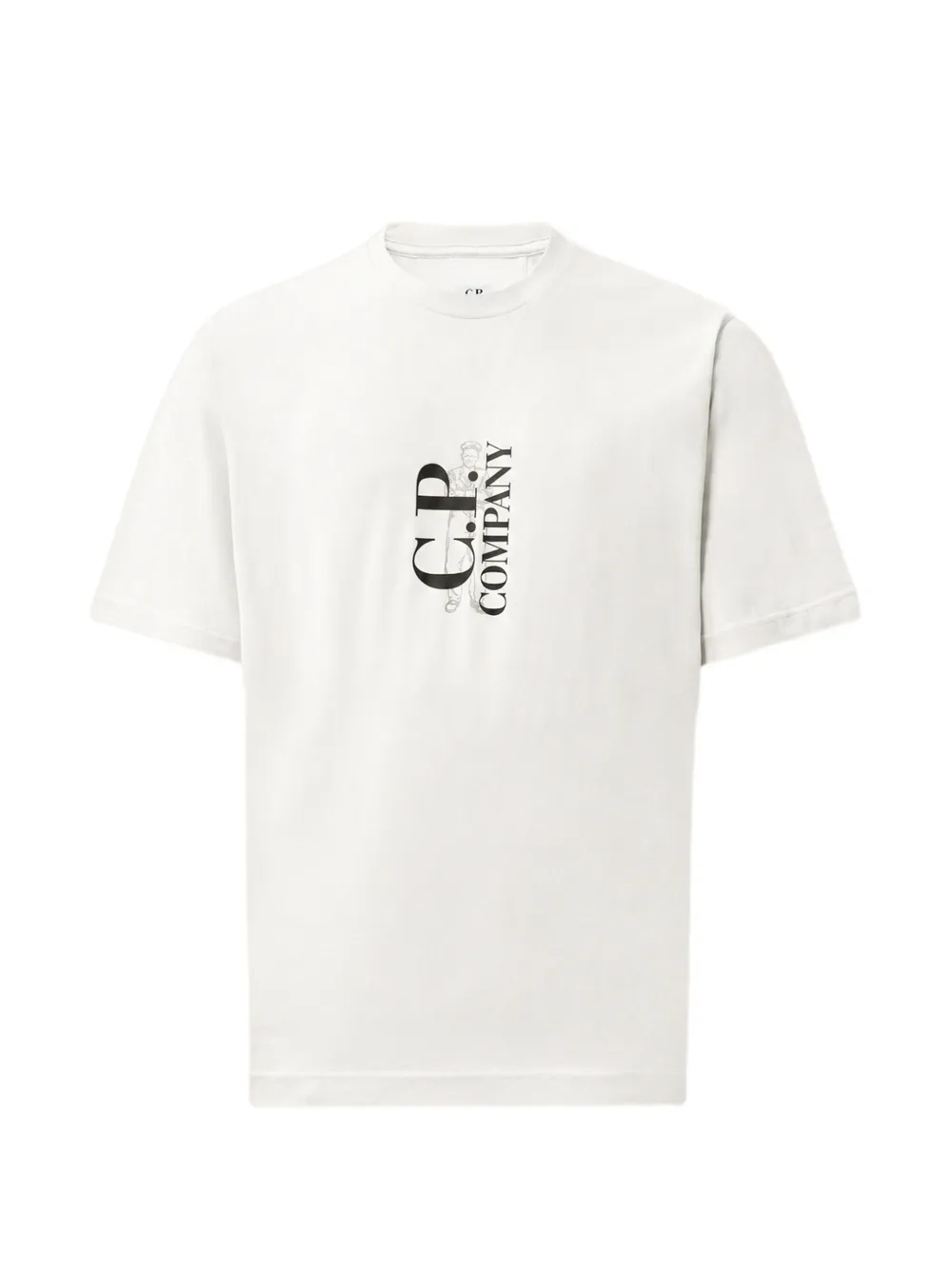 C.P. Company 30/1 jersey short sleeve vertical logo T-shirt - Toni neutri