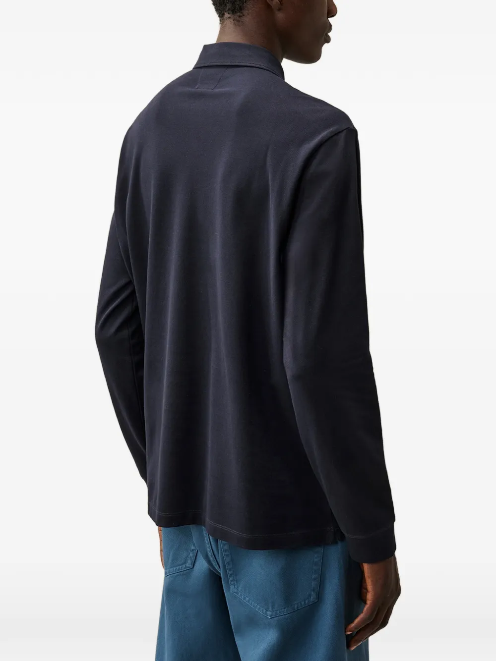 C.P. Company Stretch piquet poloshirt met lange mouwen en één knoop Blauw