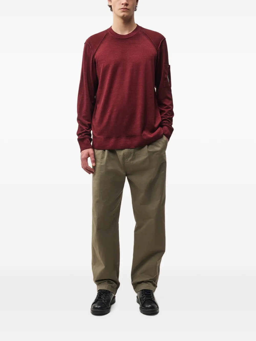 C.P. Company Trui met raglan mouwen en Lens-detail Rood