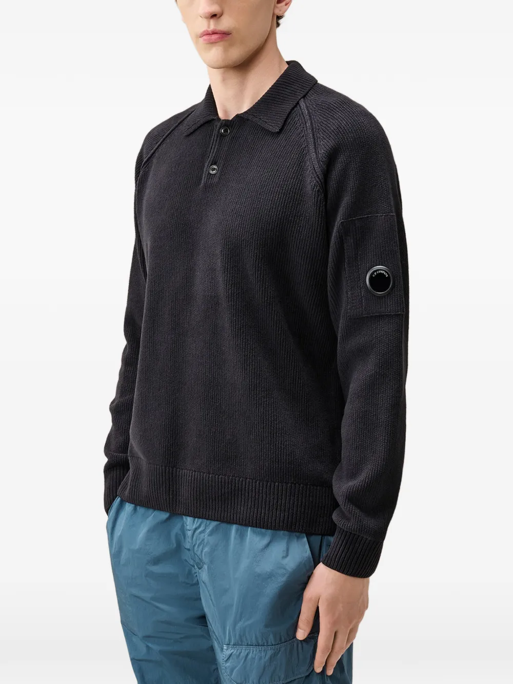C.P. Company Poloshirt met Lens-detail Zwart