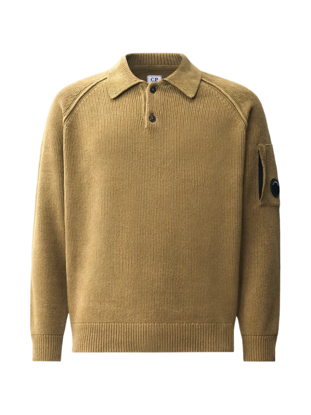 C.P. Company Lens-detail rib-knit polo shirt - Giallo