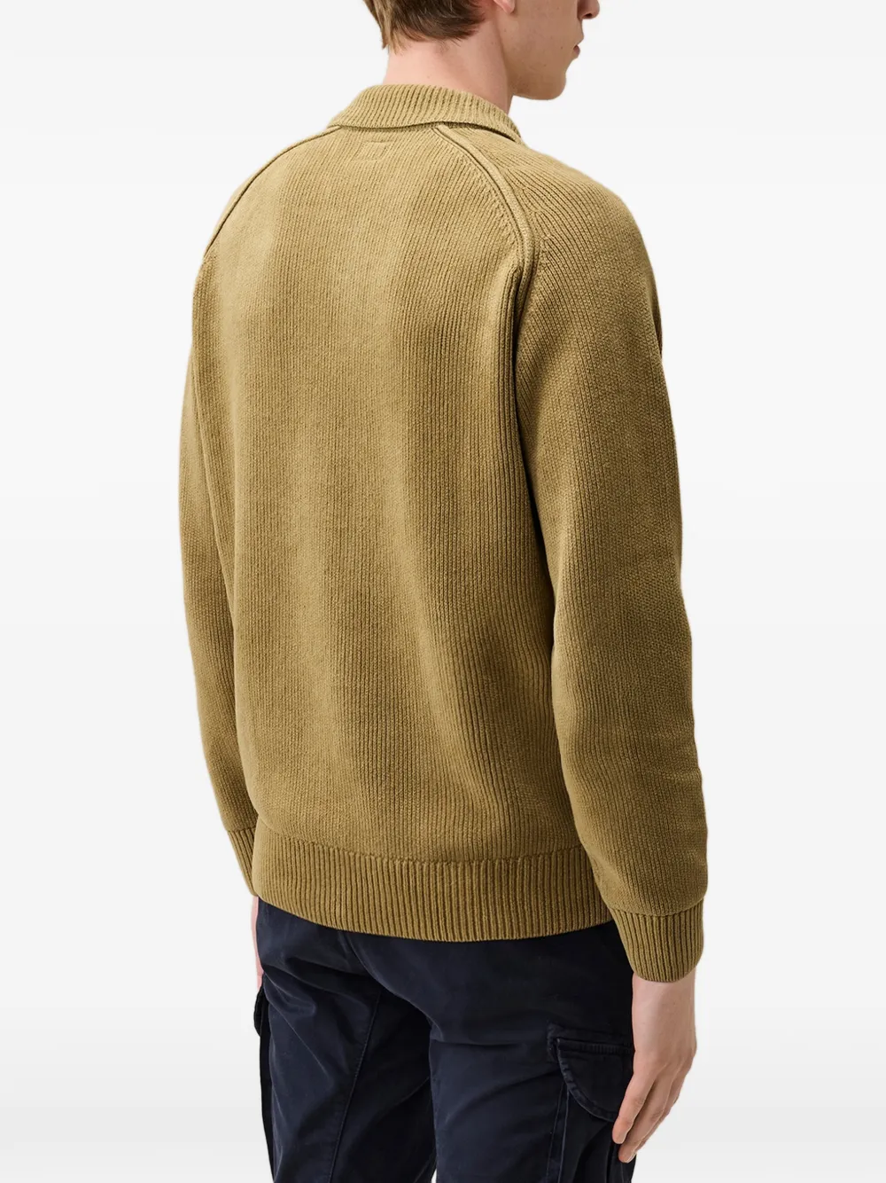 C.P. Company Ribgebreid poloshirt met Lens-detail Geel
