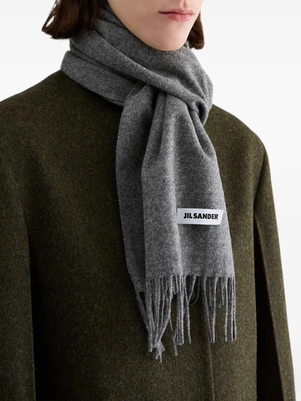 Jil Sander Sjaal met franje Grijs