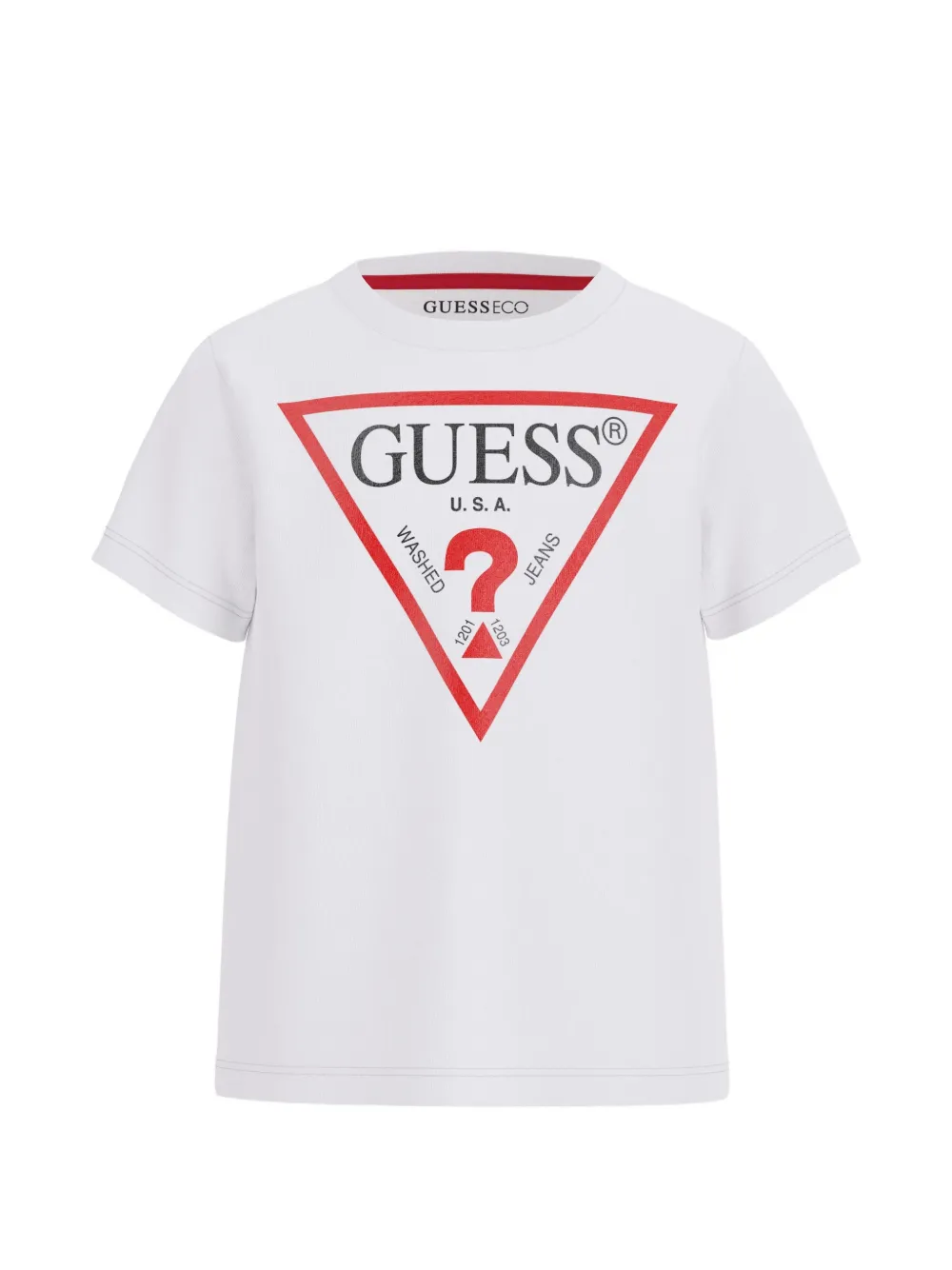 guess kids Triangle-logo cotton T-shirt - Bianco