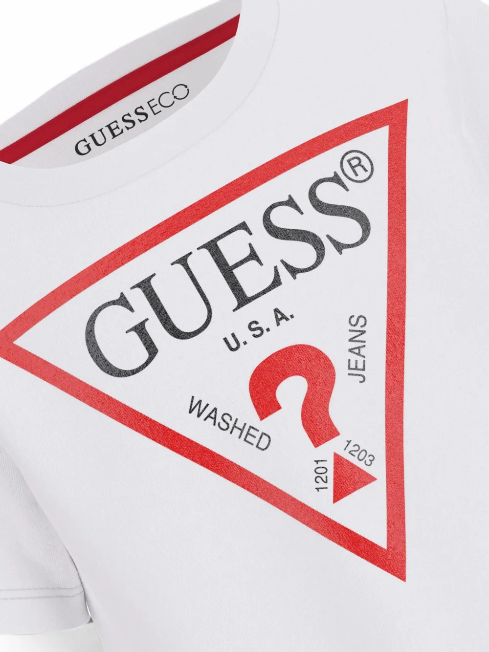 guess kids Katoenen T-shirt met driehoekig logo Wit