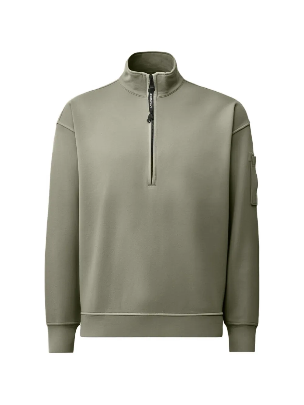 C.P. Company Sweater met kwartrits en Lens-detail Groen