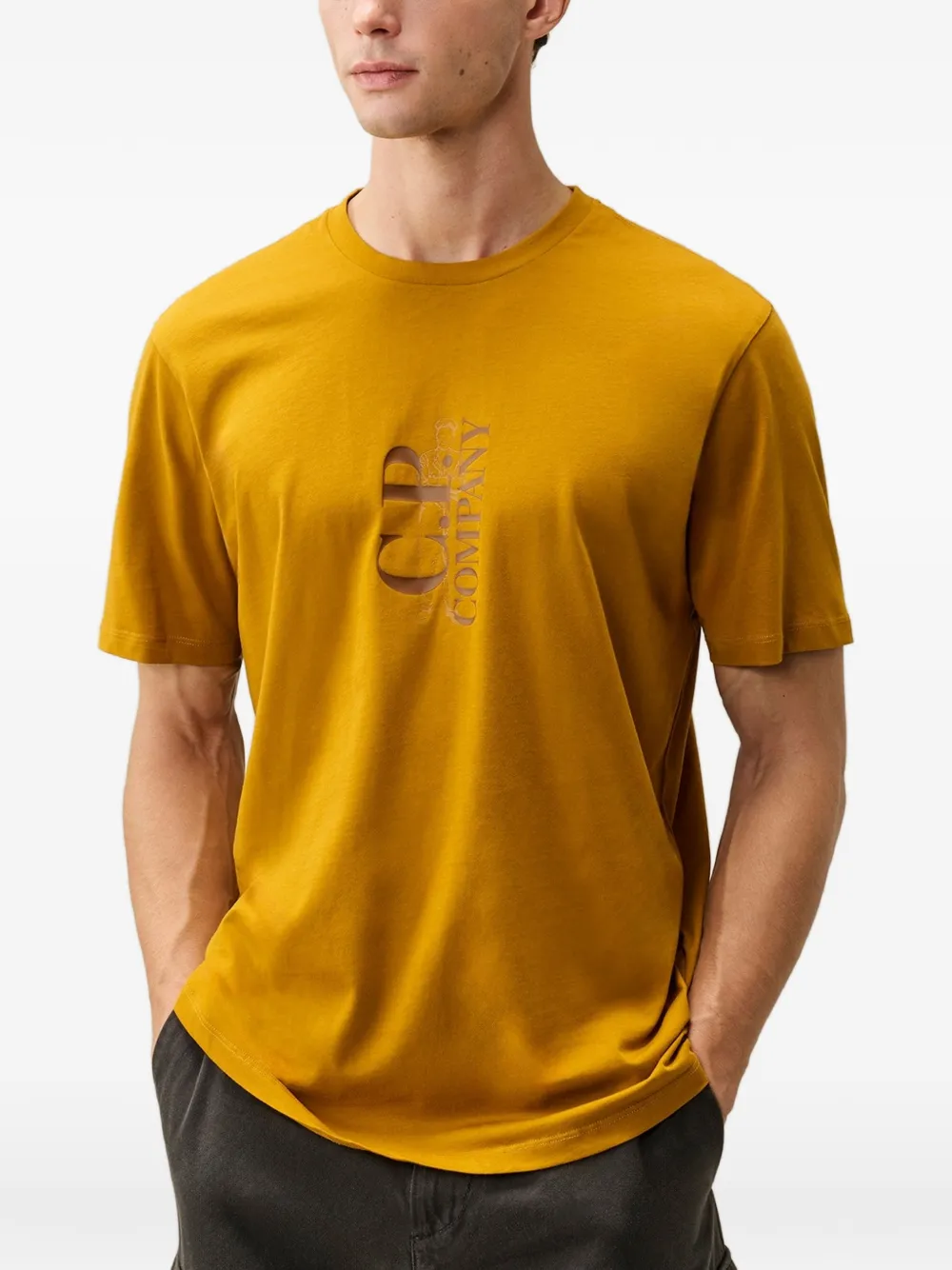 C.P. Company 30 1 jersey short-sleeve vertical logo T-shirt Geel