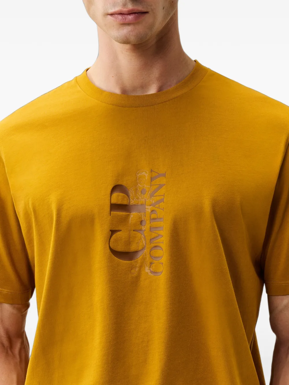 C.P. Company 30 1 jersey short-sleeve vertical logo T-shirt Geel