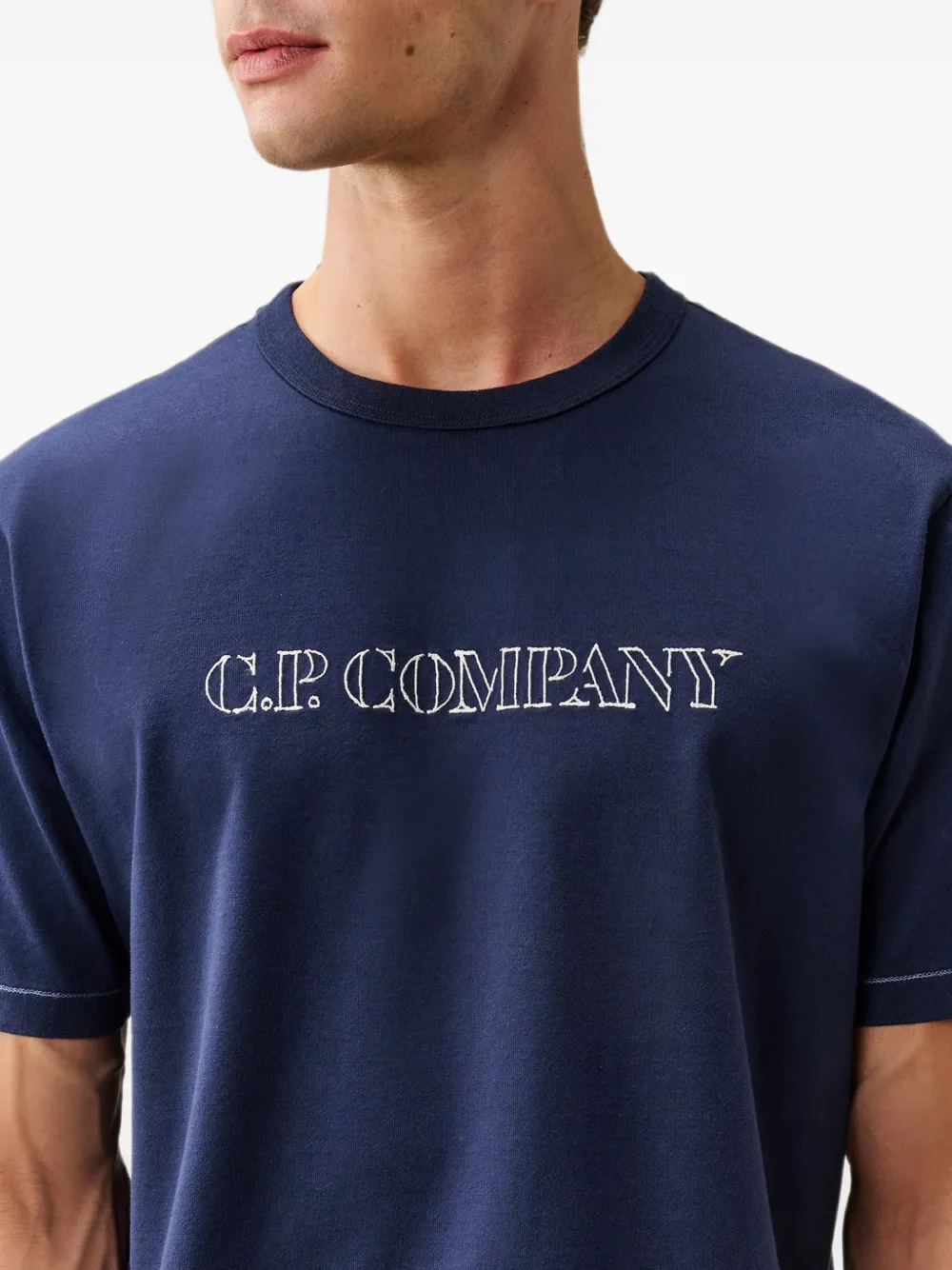 C.P. Company 30 2 gemerceriseerd jersey T-shirt met korte mouwen en logo Blauw