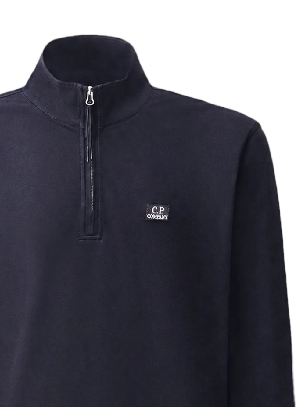 C.P. Company Stretch piquet poloshirt met halve rits en lange mouwen Blauw