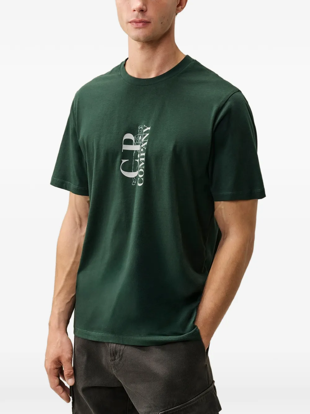 C.P. Company 30 1 jersey short-sleeve vertical logo T-shirt Groen