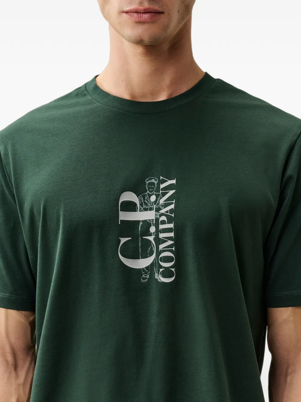 C.P. Company 30 1 jersey short-sleeve vertical logo T-shirt Groen