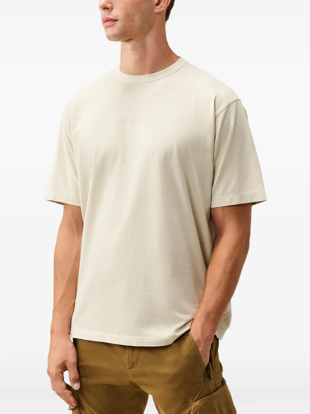 C.P. Company 1020 jersey T-shirt met logo en korte mouwen Beige