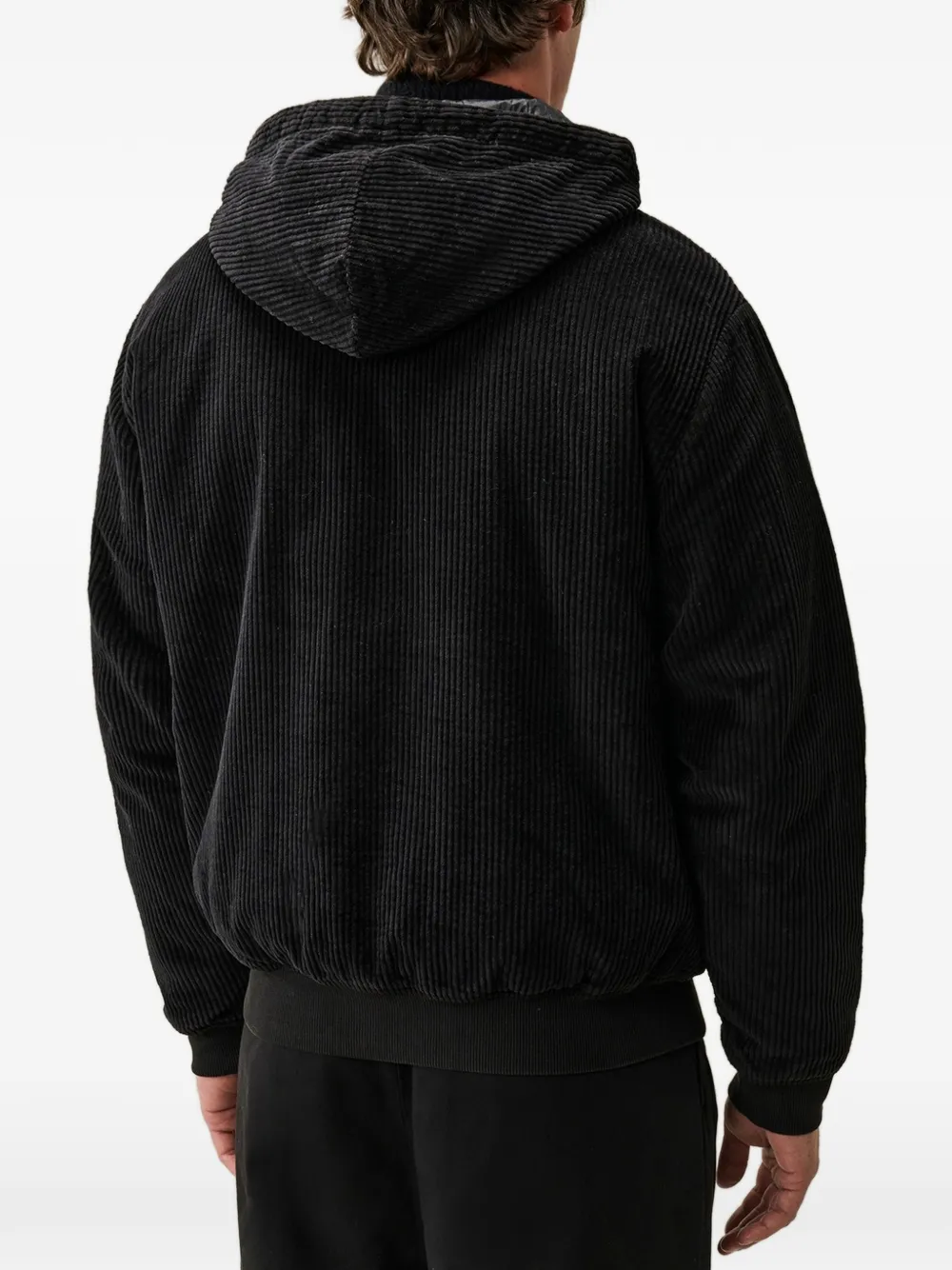 C.P. Company 350 corduroy hooded lens padded sweatshirt Zwart