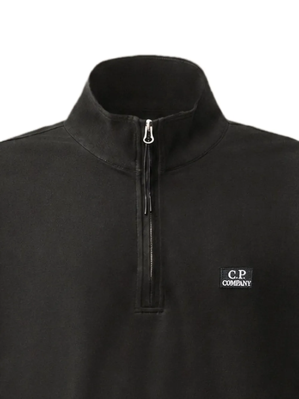 C.P. Company Stretch piquet poloshirt met halve rits en lange mouwen Zwart