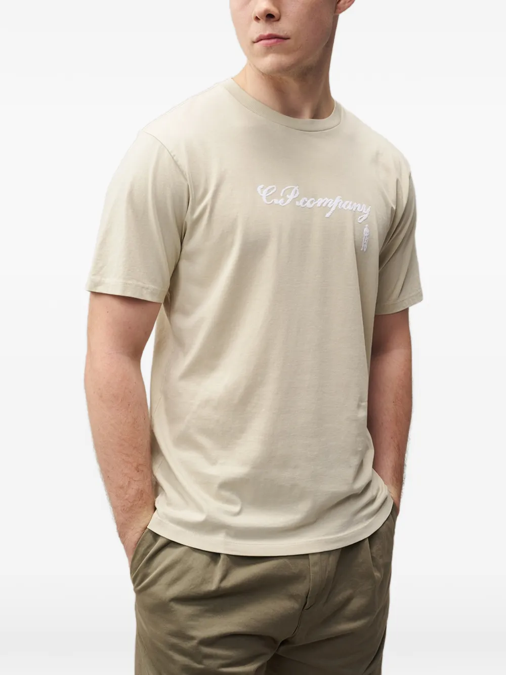 C.P. Company T-shirt met geborduurd logo Beige