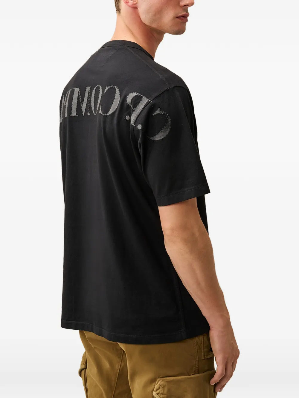 C.P. Company 1020 jersey T-shirt met korte mouwen en logo Zwart