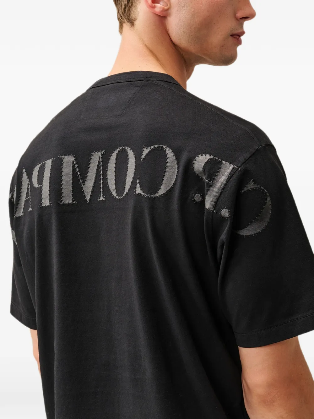 C.P. Company 1020 jersey T-shirt met korte mouwen en logo Zwart