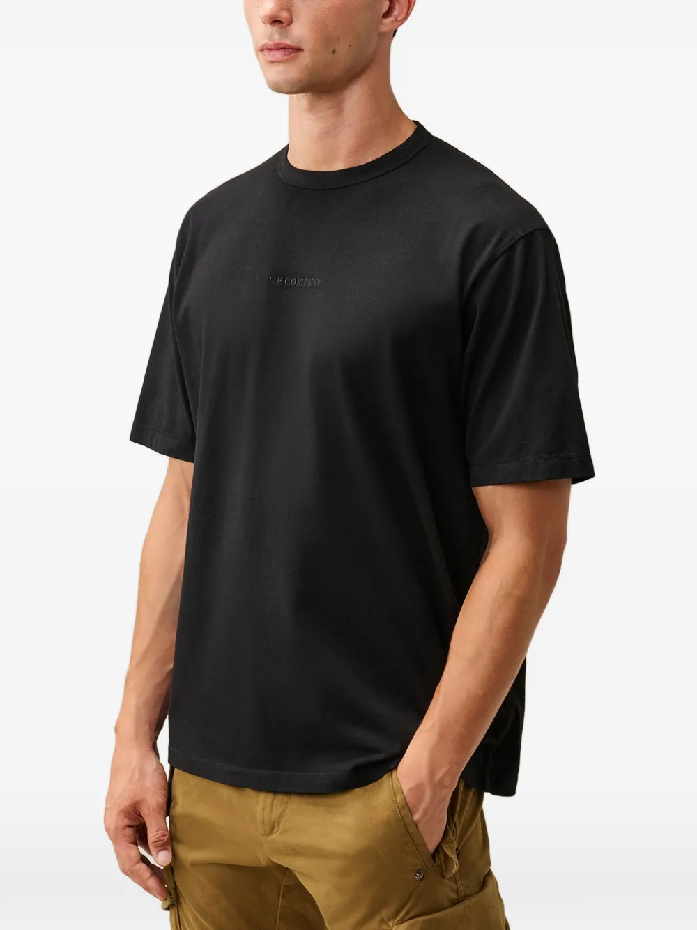 C.P. Company 1020 jersey T-shirt met korte mouwen en logo Zwart