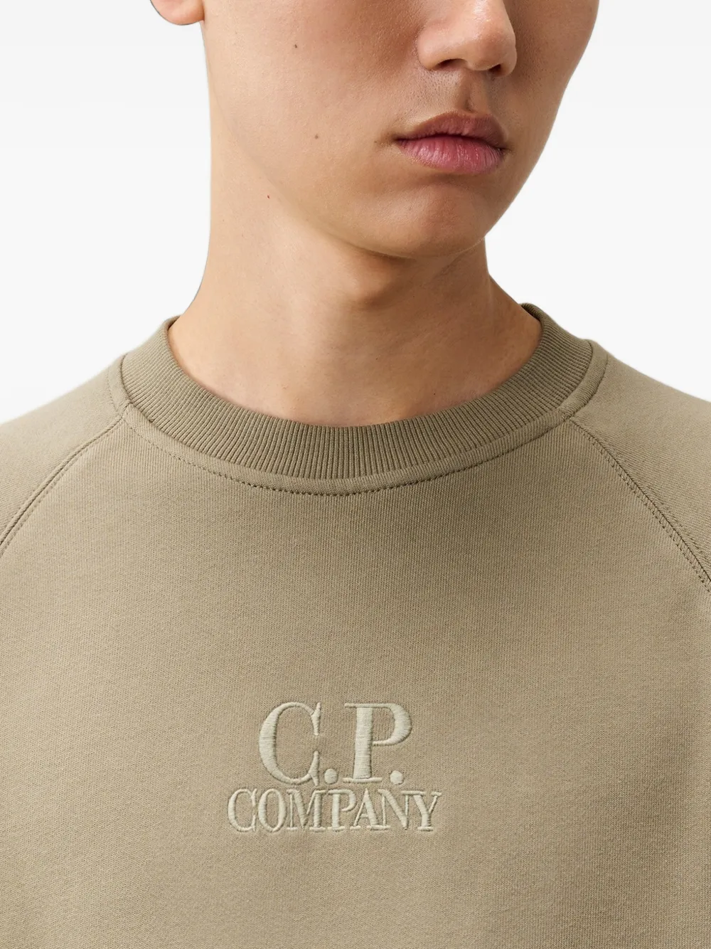 C.P. Company Sweater met raglan mouwen en geborduurd logo Groen