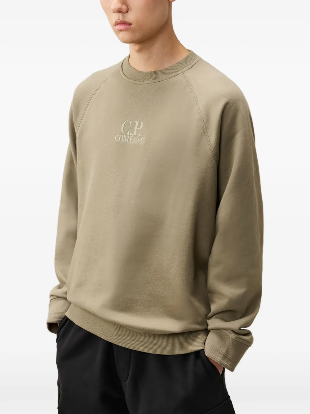 C.P. Company Sweater met raglan mouwen en geborduurd logo Groen
