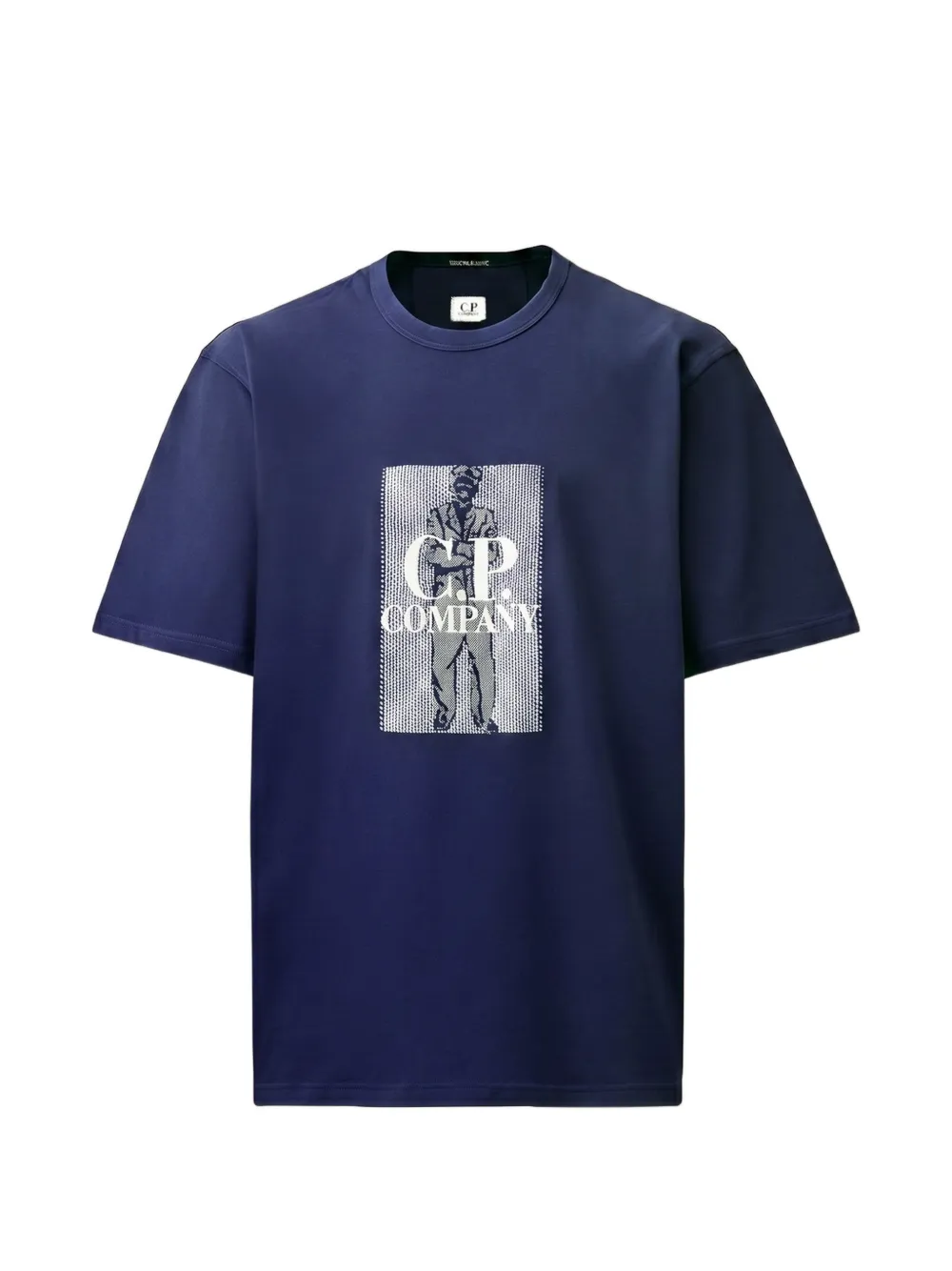 C.P. Company 30/2 mercerized jersey twisted short sleeve chest logo T-shirt - Blu