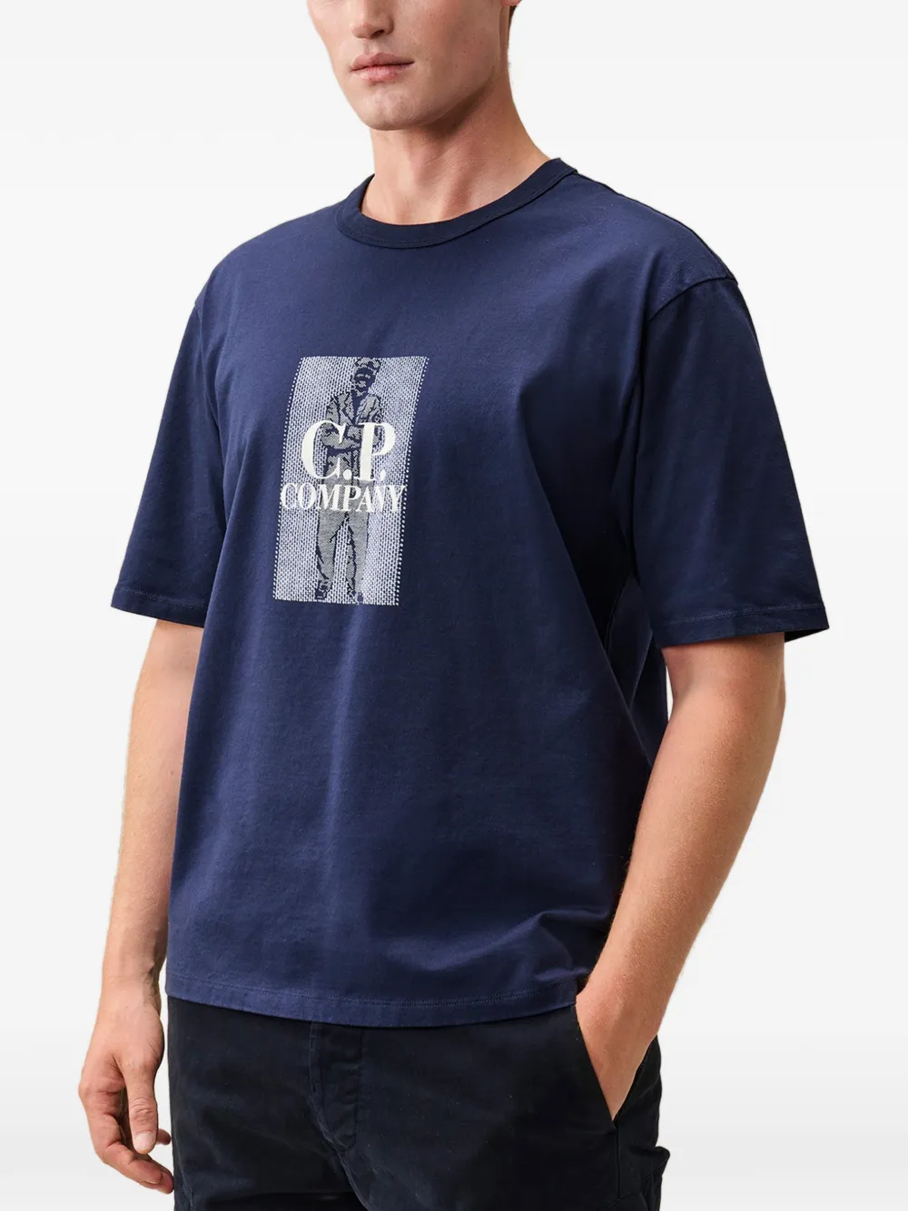 C.P. Company 30 2 gemerceriseerd jersey T-shirt met korte mouwen en logo Blauw