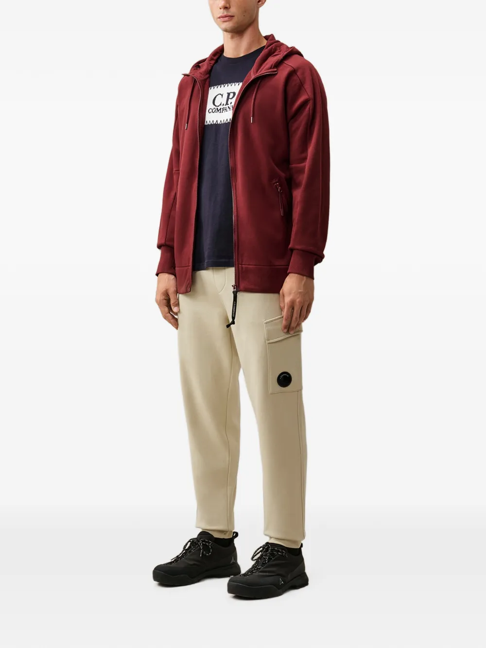 C.P. Company Goggle fleece sweater met rits Rood