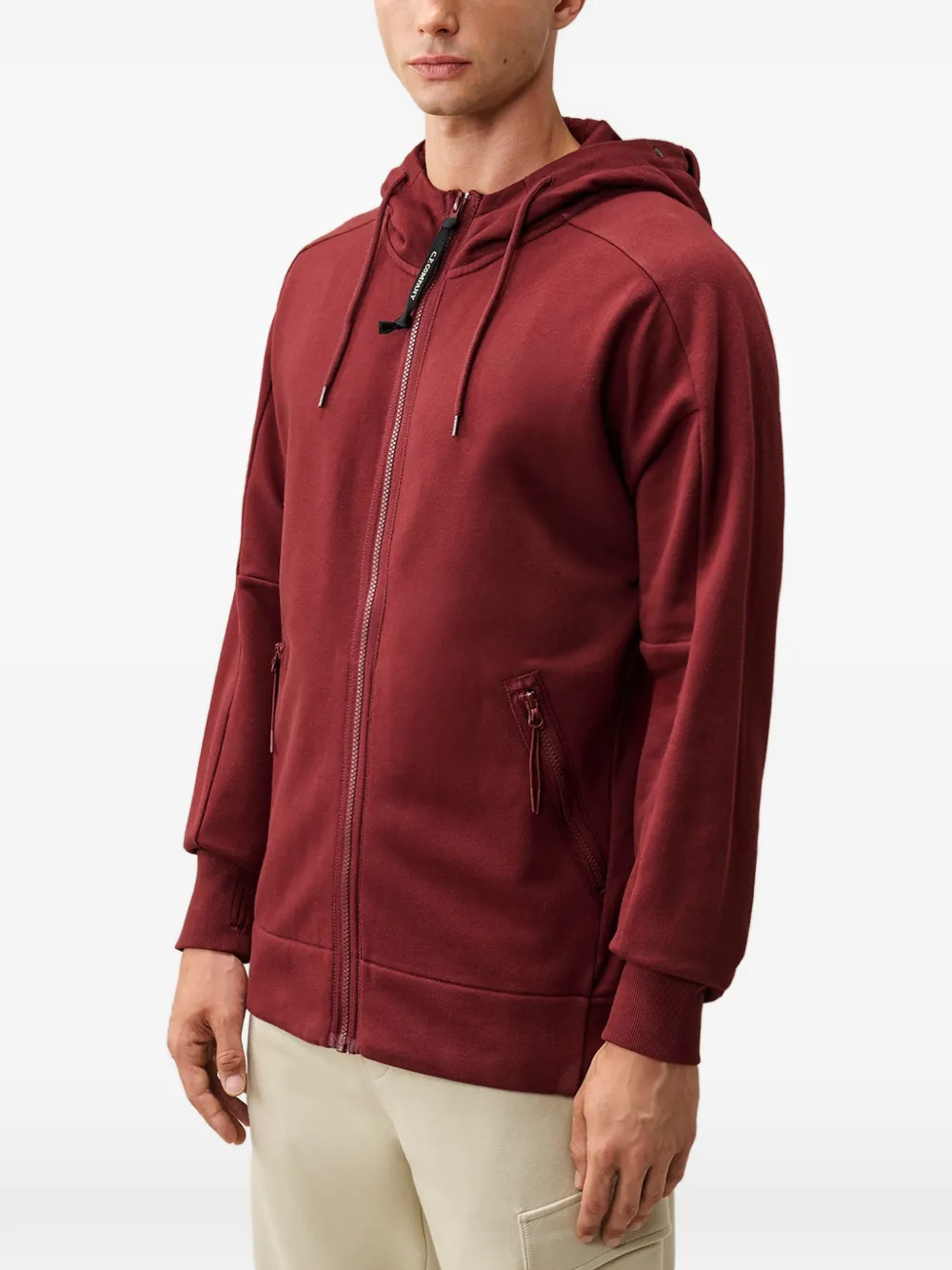 C.P. Company Goggle fleece sweater met rits Rood