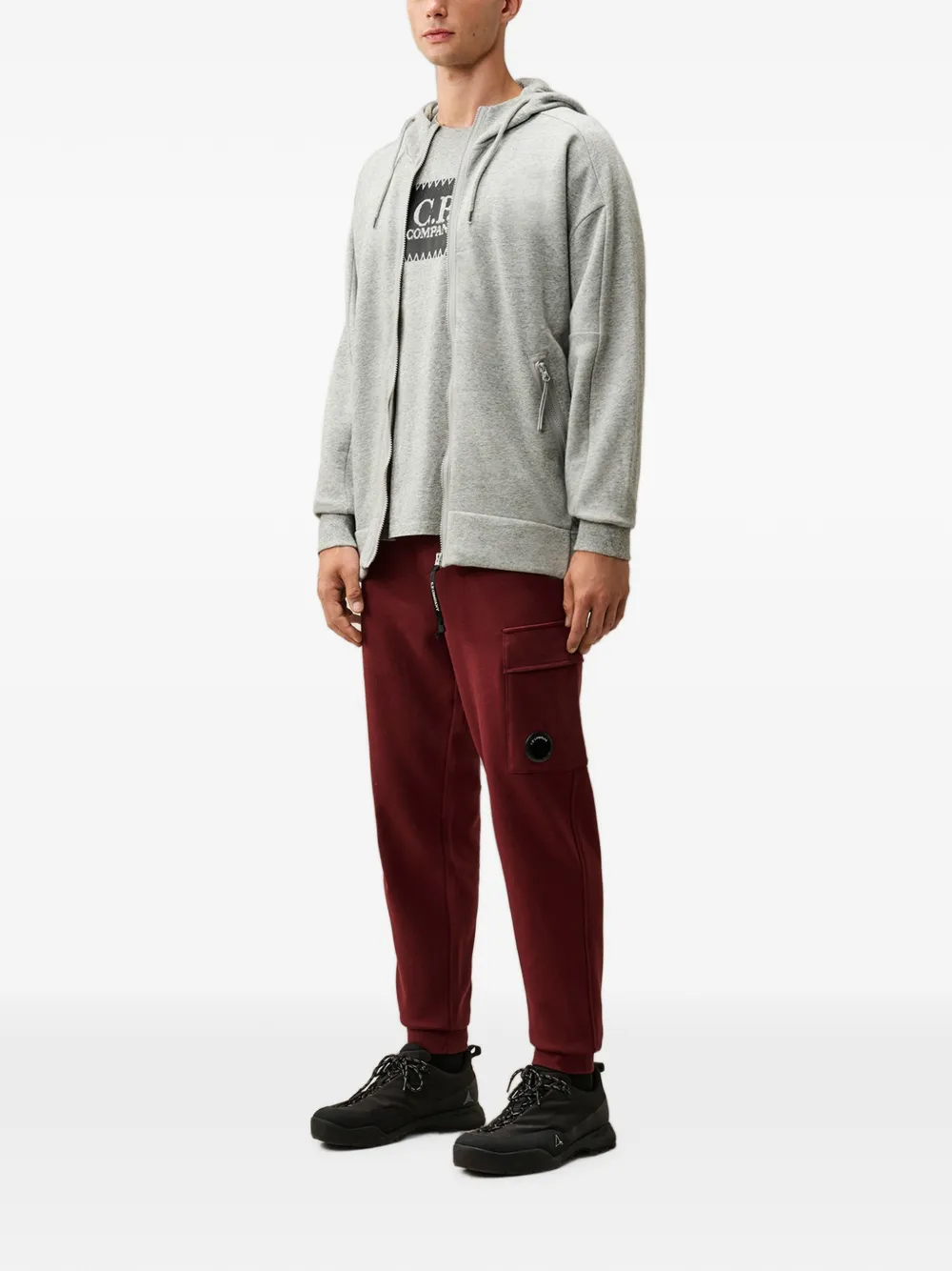 C.P. Company Diagonal Raised Fleece Lens trainingsbroek Rood