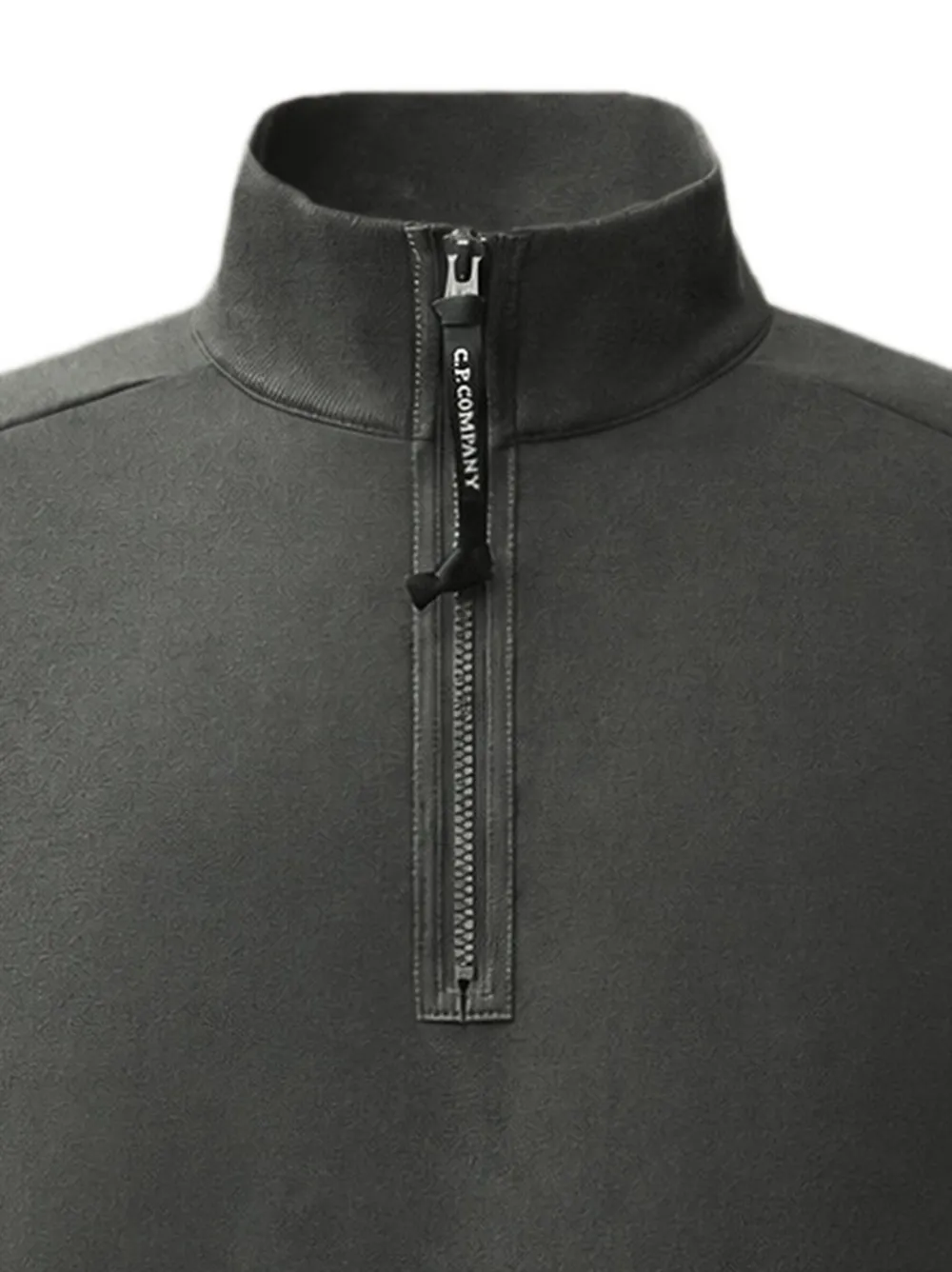 C.P. Company Fleece Lens sweater met halve rits en diagonale print Grijs