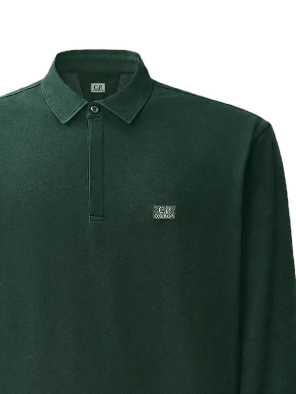 C.P. Company Stretch piquet poloshirt met lange mouwen en één knoop Groen