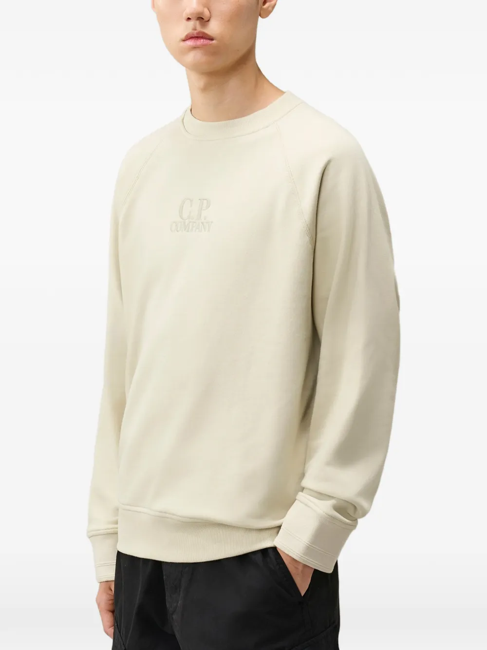 C.P. Company Sweater met raglan mouwen en geborduurd logo Beige