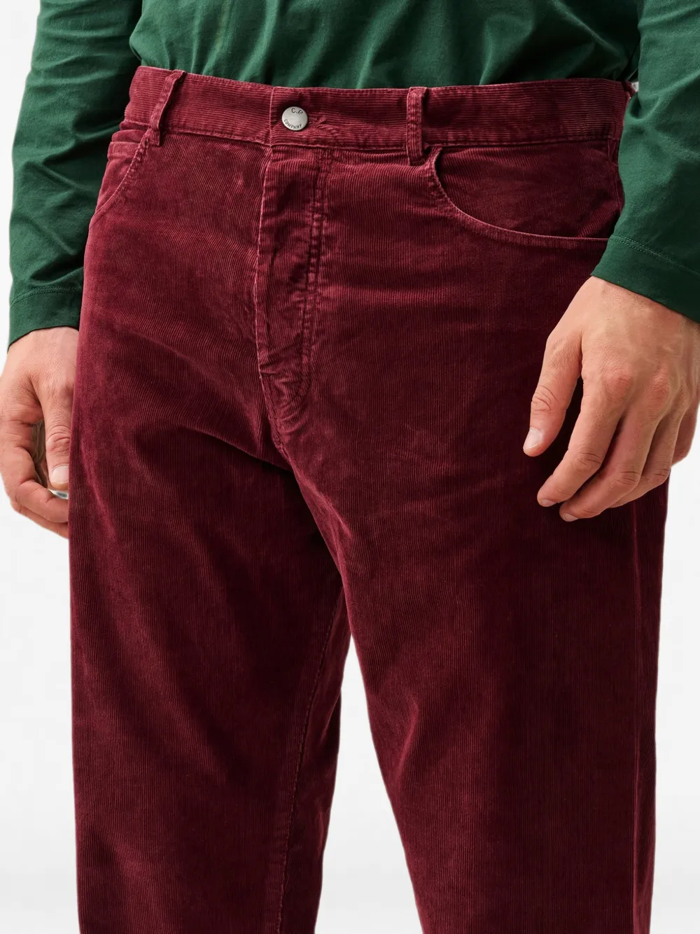C.P. Company Ribfluwelen broek zonder zijnaden Rood