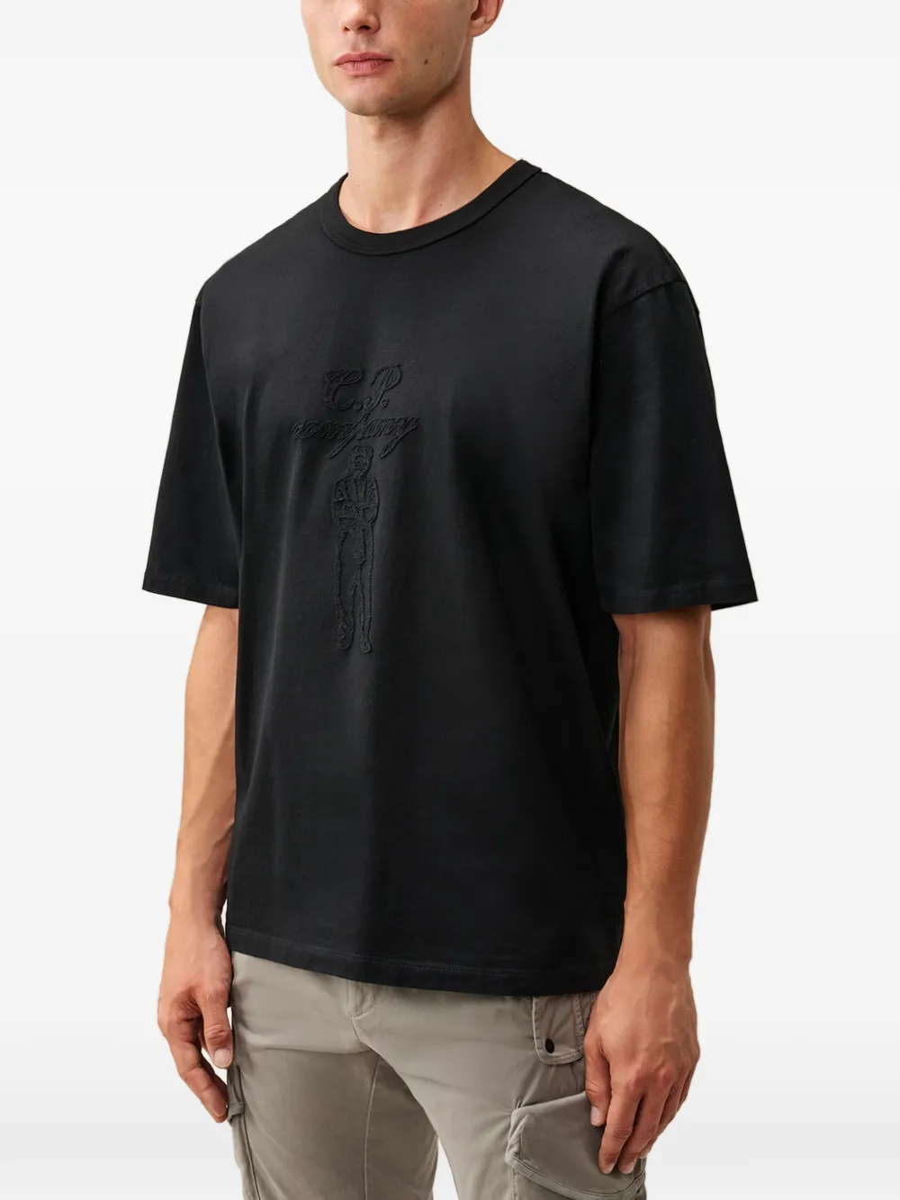 C.P. Company 30 2 gemerceriseerd jersey gedraaid T-shirt met korte mouwen Zwart