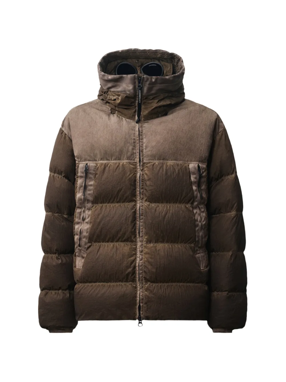 C.P. Company Goggle-detail quilted jacket - Marrone