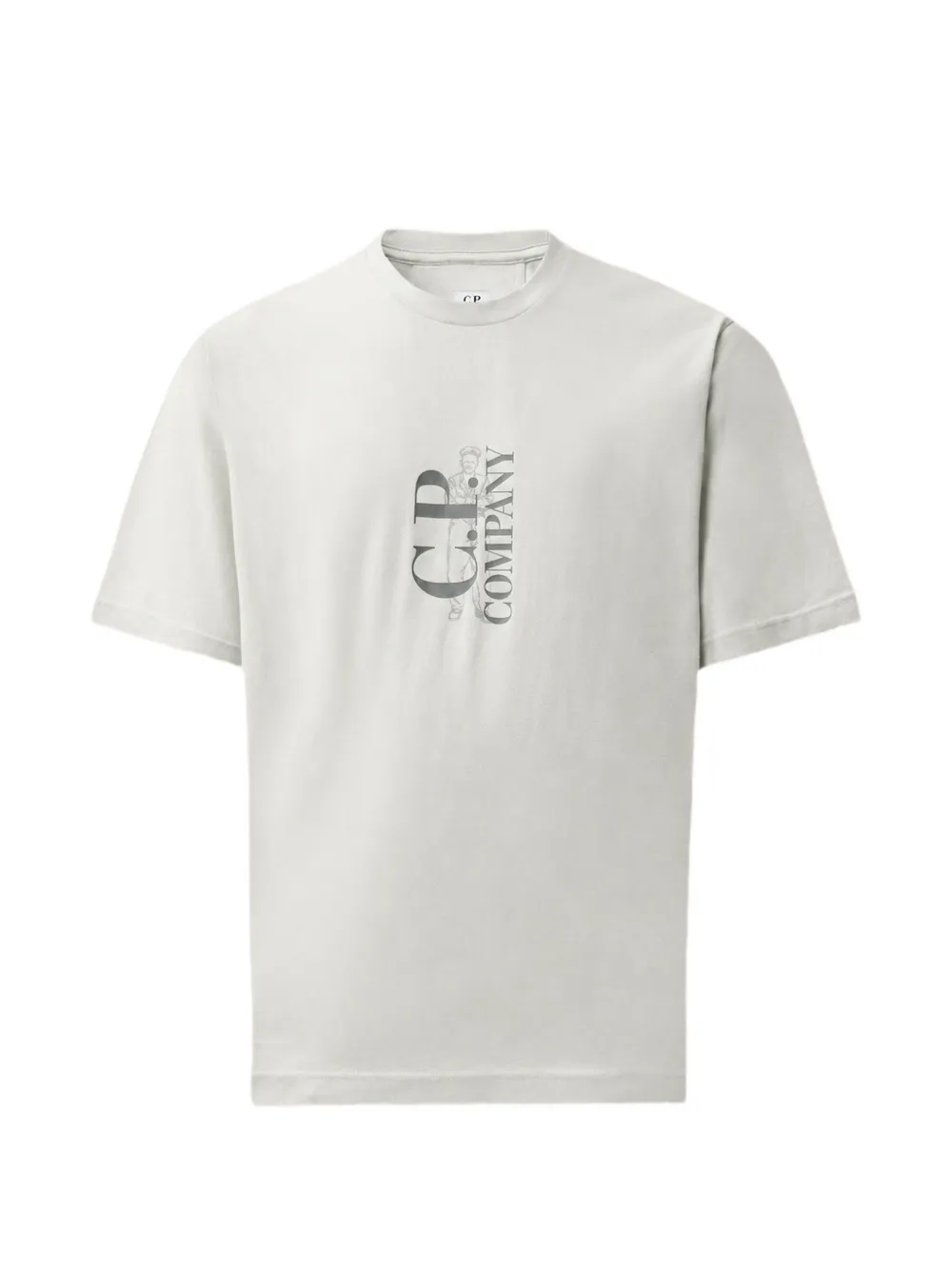 C.P. Company 30/1 jersey short sleeve vertical logo T-shirt - Toni neutri