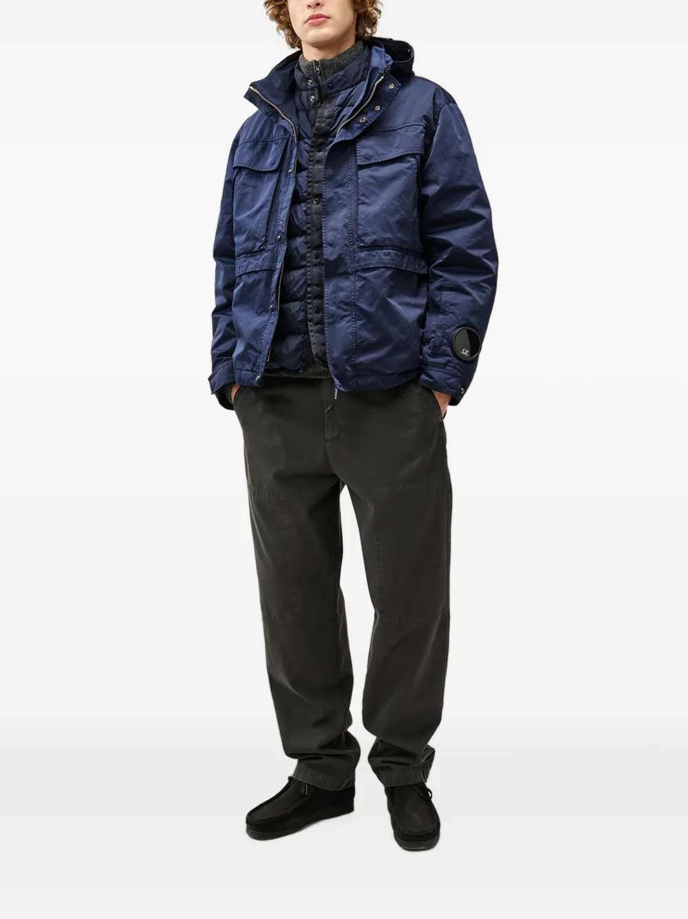 C.P. Company Jack met meerdere zakken en Goggle-detail Blauw