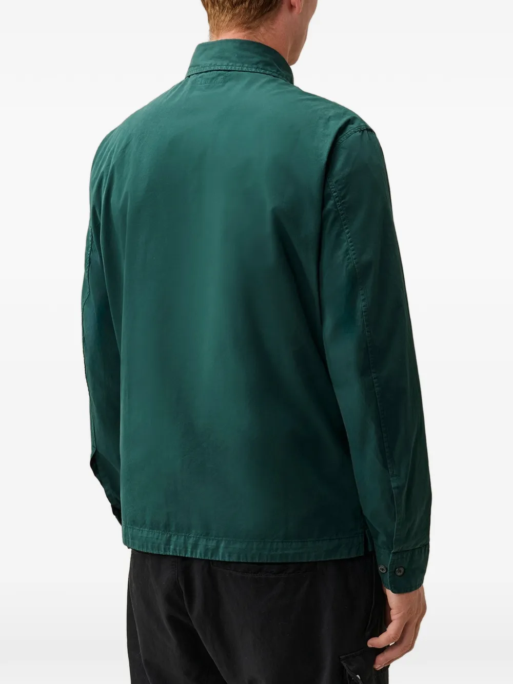 C.P. Company Lens shirtjack van biologische gabardine met rits Groen