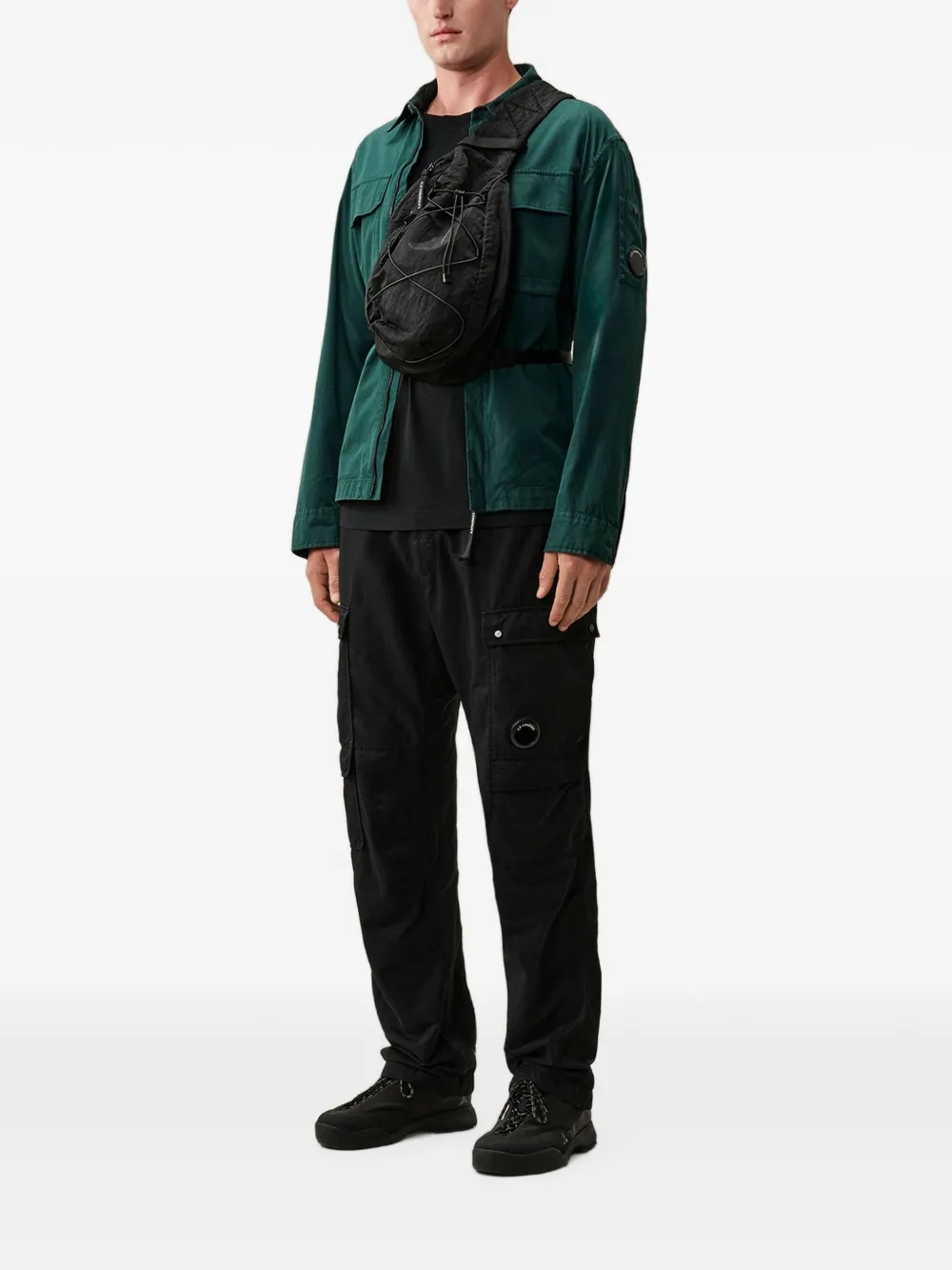 C.P. Company Lens shirtjack van biologische gabardine met rits Groen