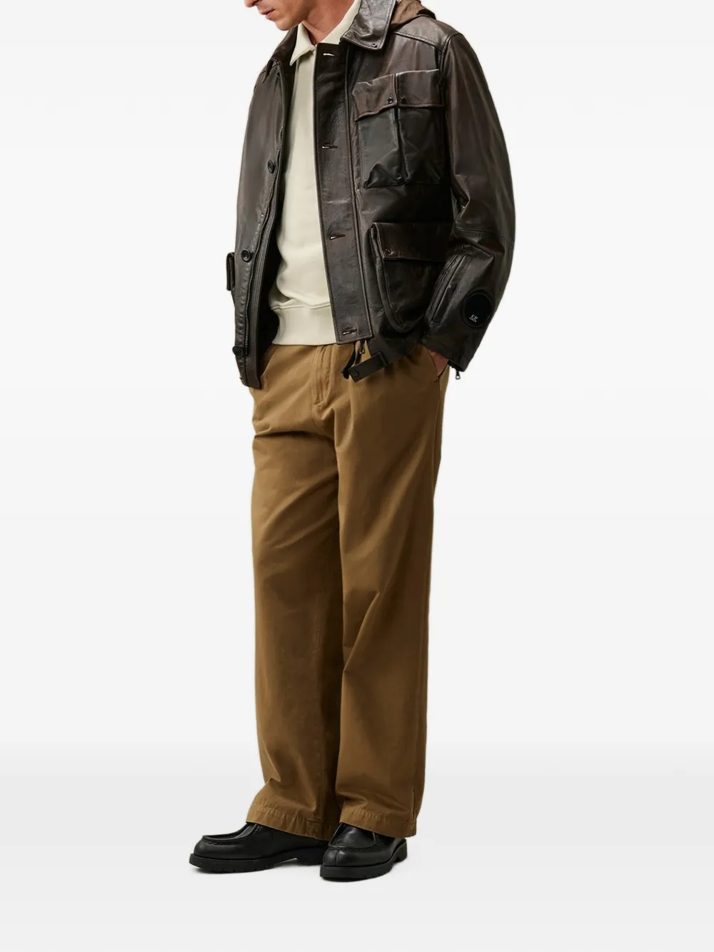 C.P. Company cotton gabardine boxy pleats pants Beige